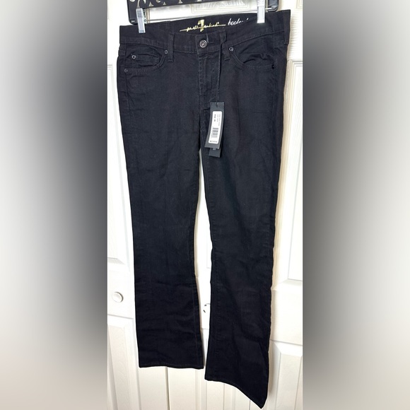 New 7 FOR ALL MANKIND Black Bootcut Denim Jeans Rhinestone Label NWT $235 Dark - Picture 3 of 12